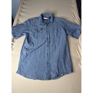 Wrangler Flex For Comfort Adult M Grey Short Sleeve Button Up Shirt